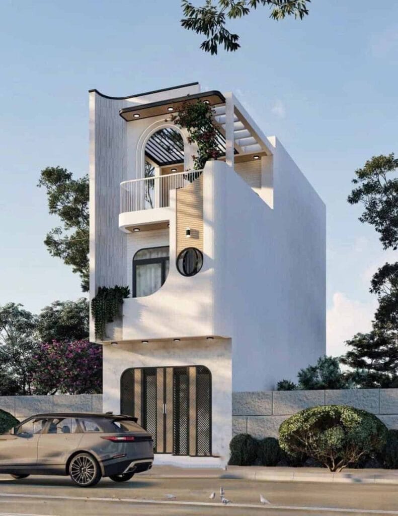 Tòa nhà hiện đại phong cách kiến trúc tối giản, nổi bật tại khu đô thị Việt Housing.