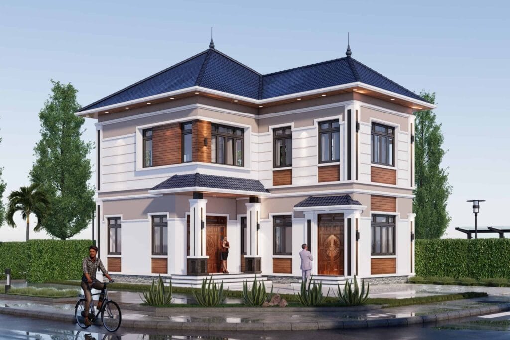 Đại diện kiến trúc biệt thự hiện đại của Viet Housing với mái ngói xanh, thiết kế sang trọng và tinh tế.