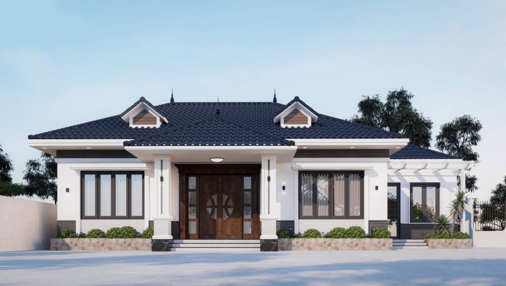 Sổ tay nhà đẹp, kiến trúc biệt thự hiện đại, mái ngói xanh, không gian sang trọng.