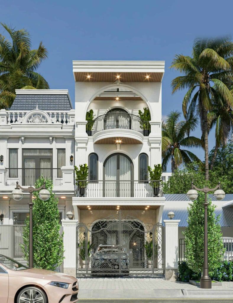 Sân nhà biệt thự cao cấp tại Viet Housing, thiết kế sang trọng và hiện đại, không gian xanh mát, phù hợp cuộc sống đẳng cấp.