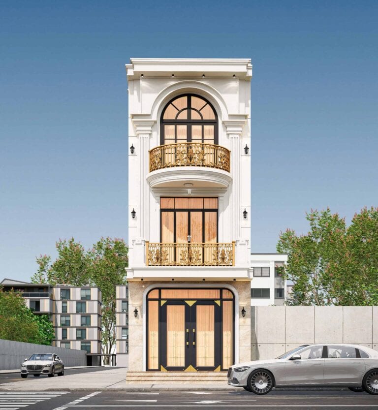 Cổng chính nhà phố sang trọng phong cách cổ điển, biệt thự đẹp tại dự án Viet Housing.