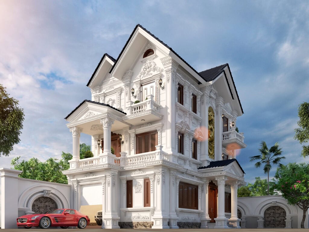 Tòa nhà biệt thự cao cấp phong cách cổ điển, kiến trúc sang trọng, thiết kế đẳng cấp tại Việt Nam.